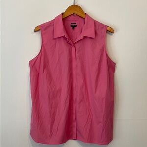Talbots Woman Wrinkle Resistant Hidden Buttons Sleeveless Blouse Pink 14W